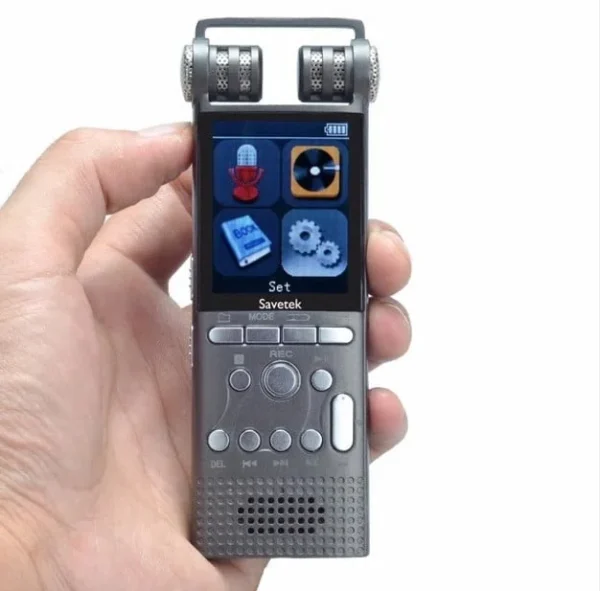 Grabadora De Voz Digital Doble Mic Mp3 Pantalla Led Savetek