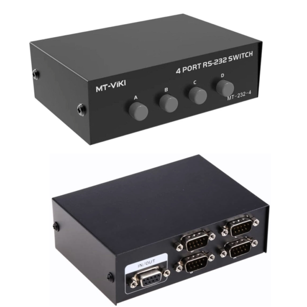 Switch 4 Puertos Serial Rs232 9 Pines Macho Red Audio Video