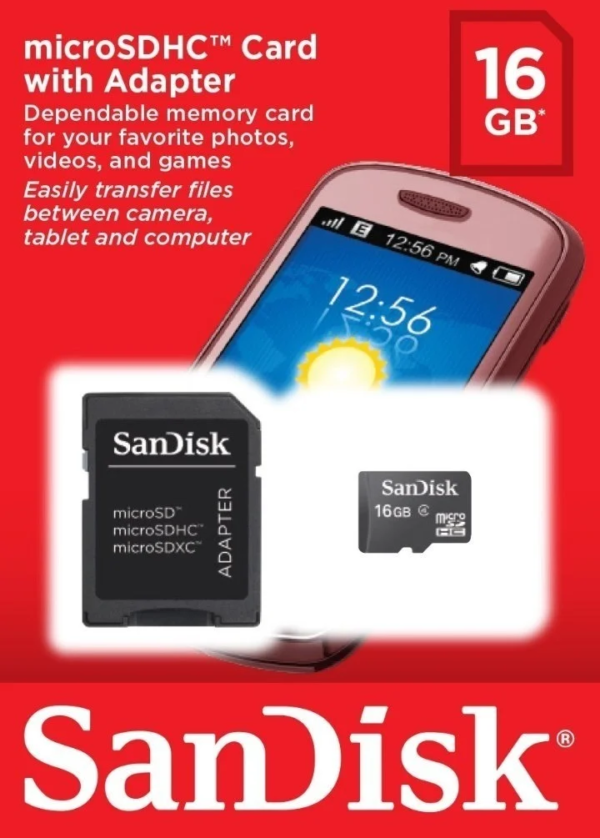 Memoria Micro Sd 16gb Sandisk Class 4 Ideal Camaras Espias