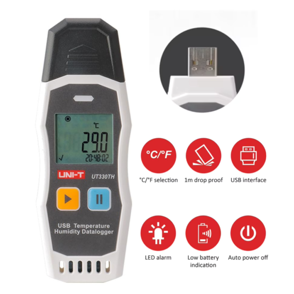 Datalogger Temperatura Humedad Precision Pc Uni-t Ut330th IP65