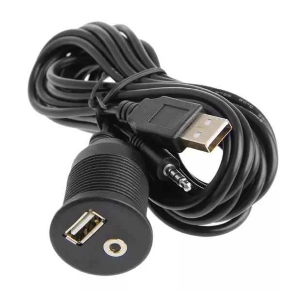 Socket Usb Aux Para Auto Con Extension 2 Metros Y Soporte