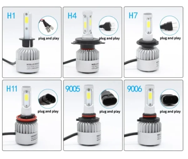 Kit Focos Led 8000 Lm 6500k H1 H3 H7 H11 12v 24v Cob Usa 72w